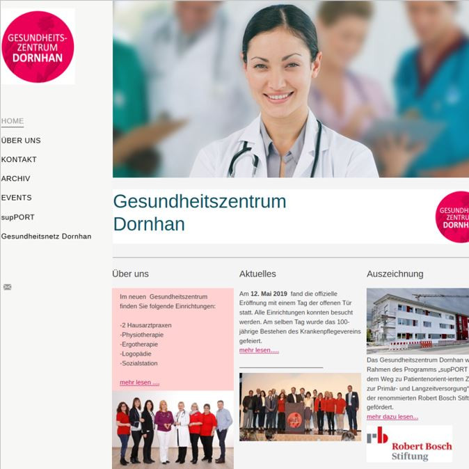 Website des Gesundheitszentrums in Dornhan
